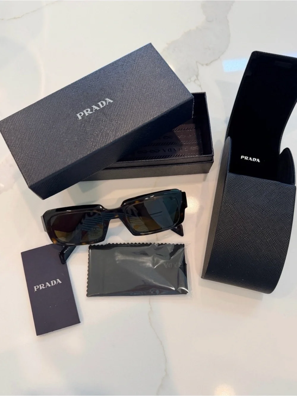 Prada PR 27ZS 54mm Tortoise Rectangular Sunglasses with Case